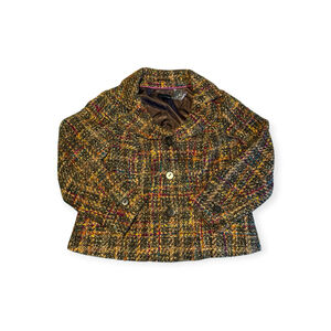 Dialogue Multicolor Tweed Button Front Blazer Jacket Size 18W